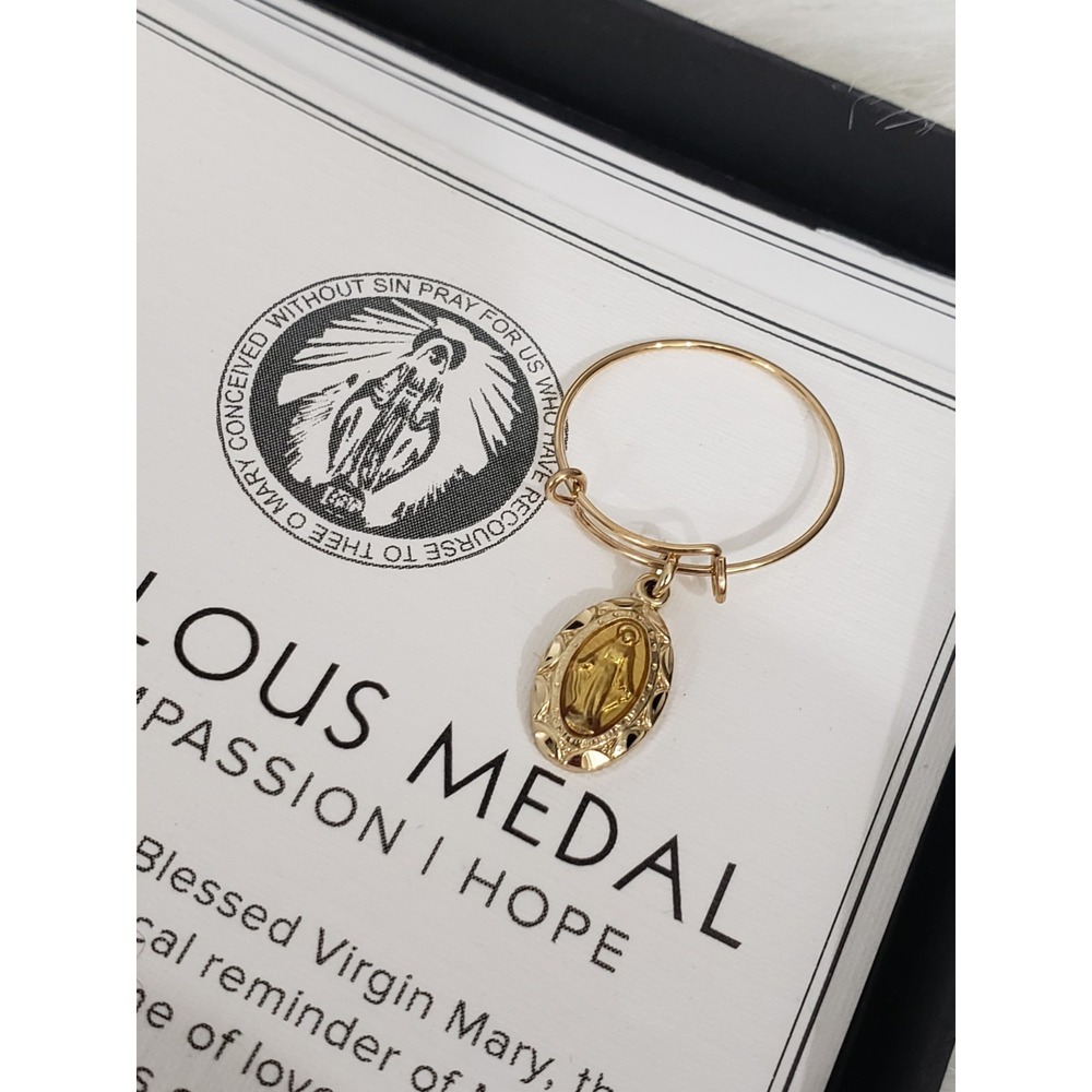 NEW ALEX & ANI MIRACULOUS MEDAL RING STERLING SILVER 14KT PLATED VIRGIN MARY